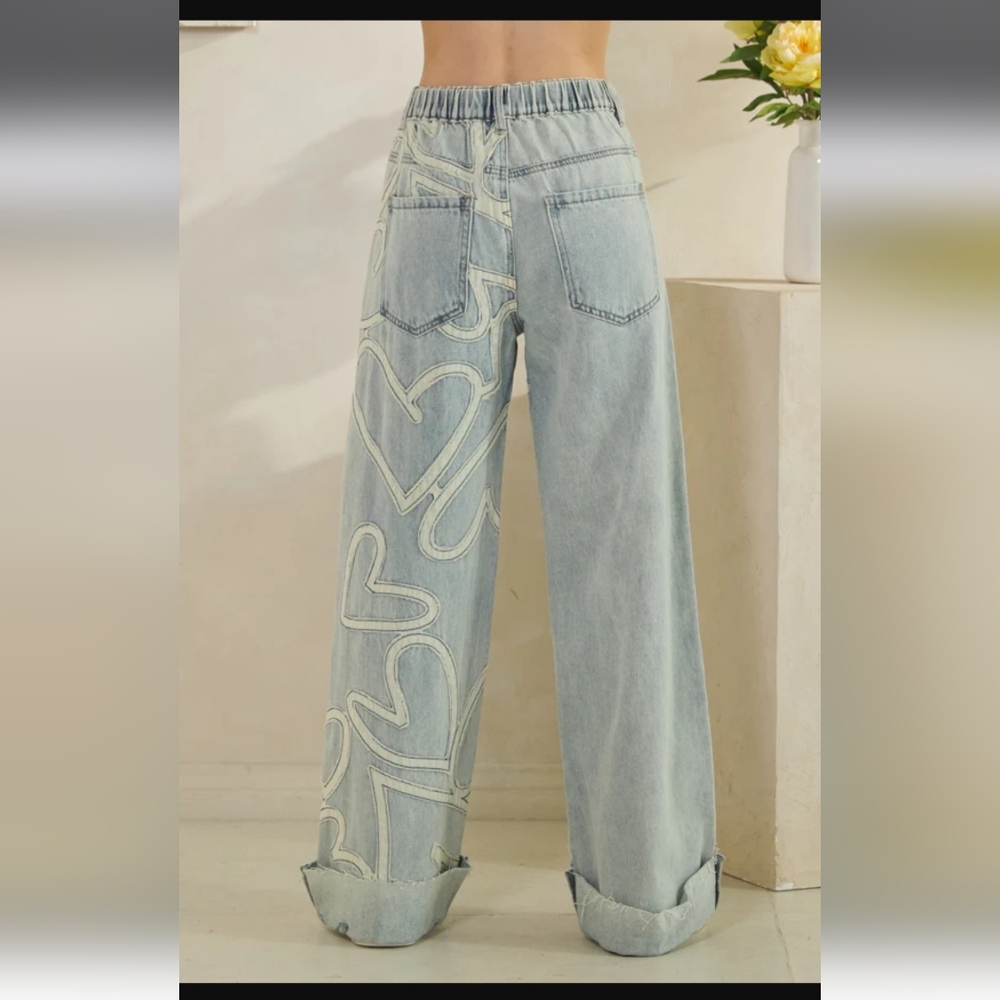 Oli & Hali  LOVE ROCKS WASHED HEART PATCHWORK DETAIL DENIM JEANS - Picture 5 of 5